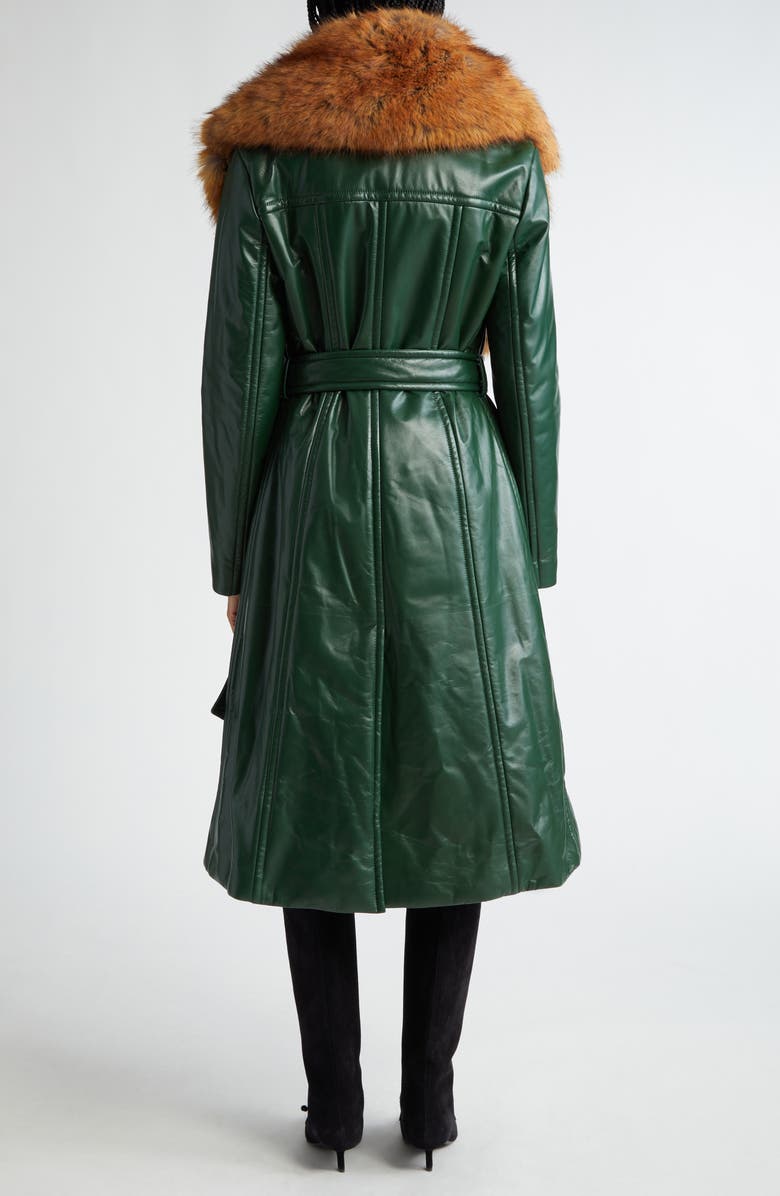 Burberry Padded Leather Wrap Coat with Faux Fur Scarf & Hood, Alternate, color,