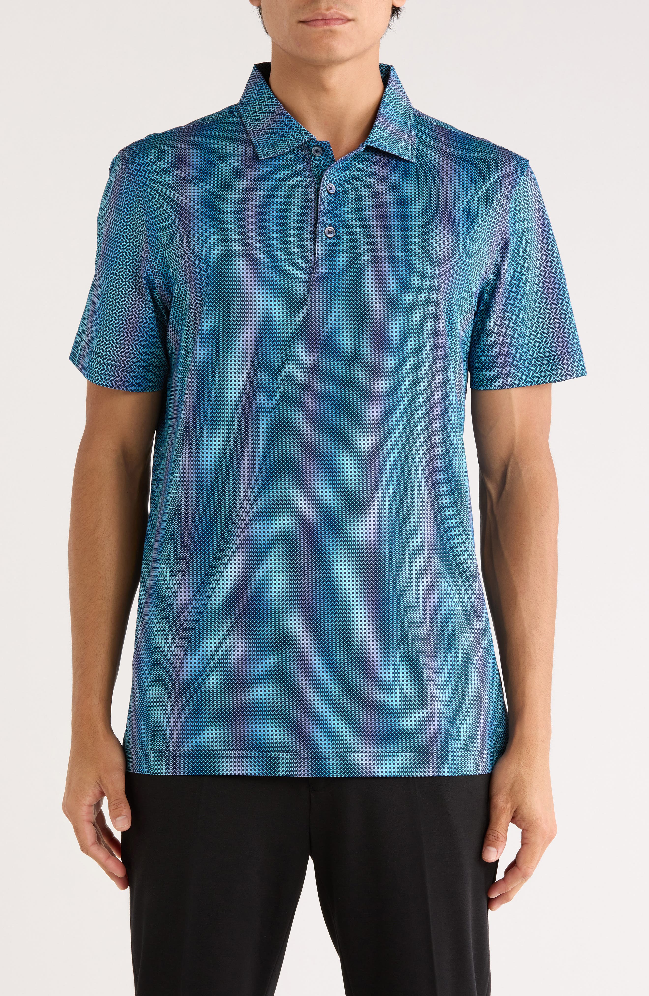 Bugatchi Victor Short Sleeve 8-Way Stretch OoohCotton® Knit Polo