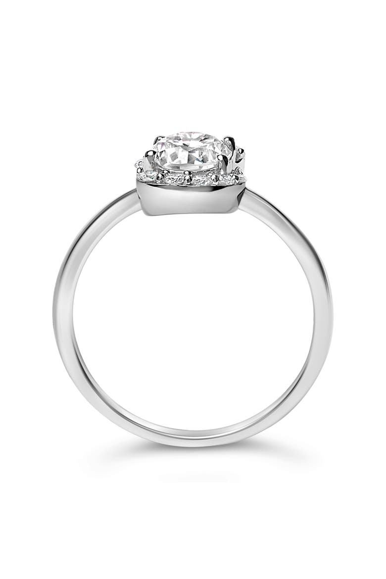 Sterling Silver Lab Grown 1.0 Cttw Diamond Oval Shaped Halo Engagement Ring, Alternate, color, Silver
