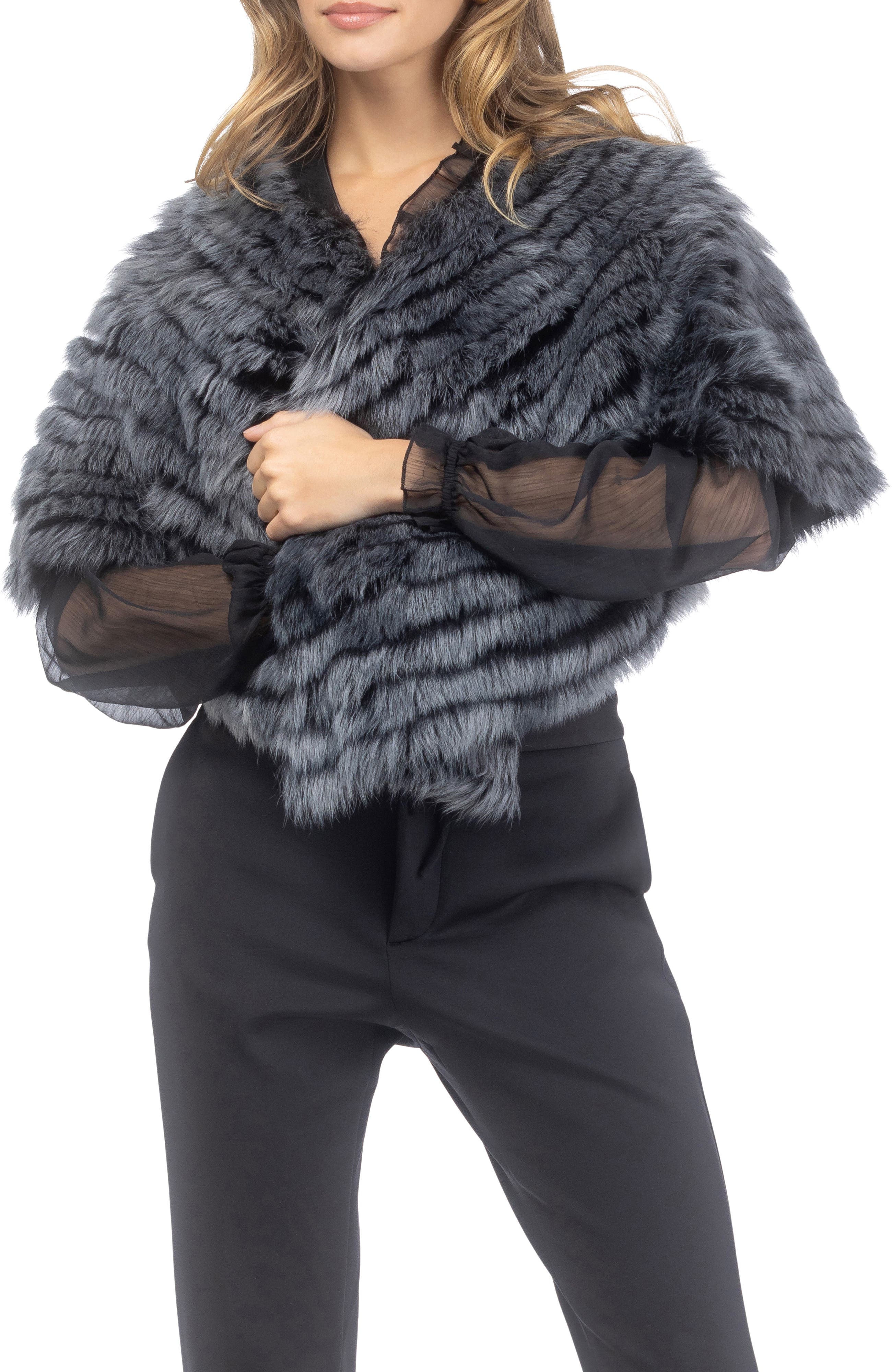 Genuine Shearling Layered Capelet