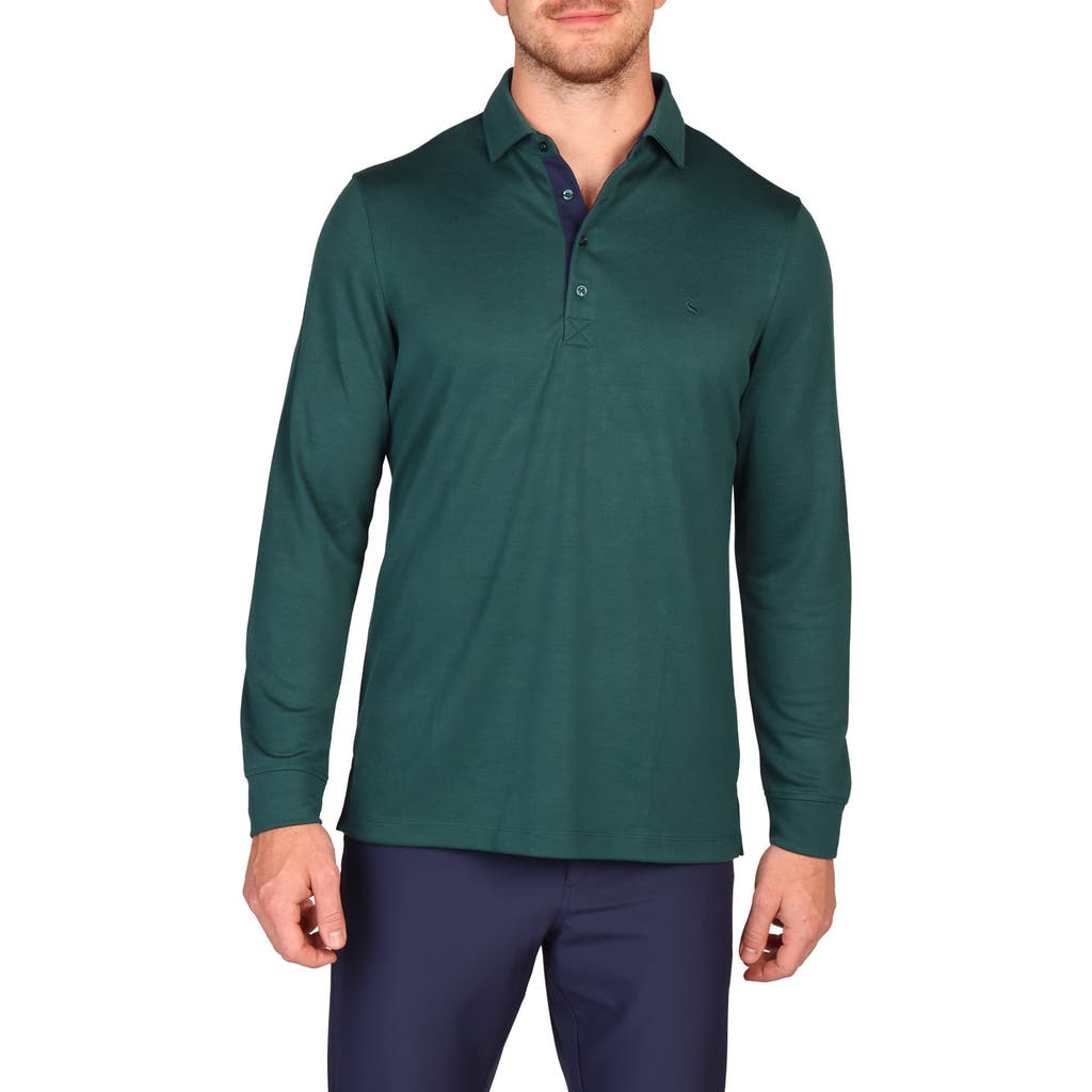 Tailorbyrd Long Sleeve Polo In Green