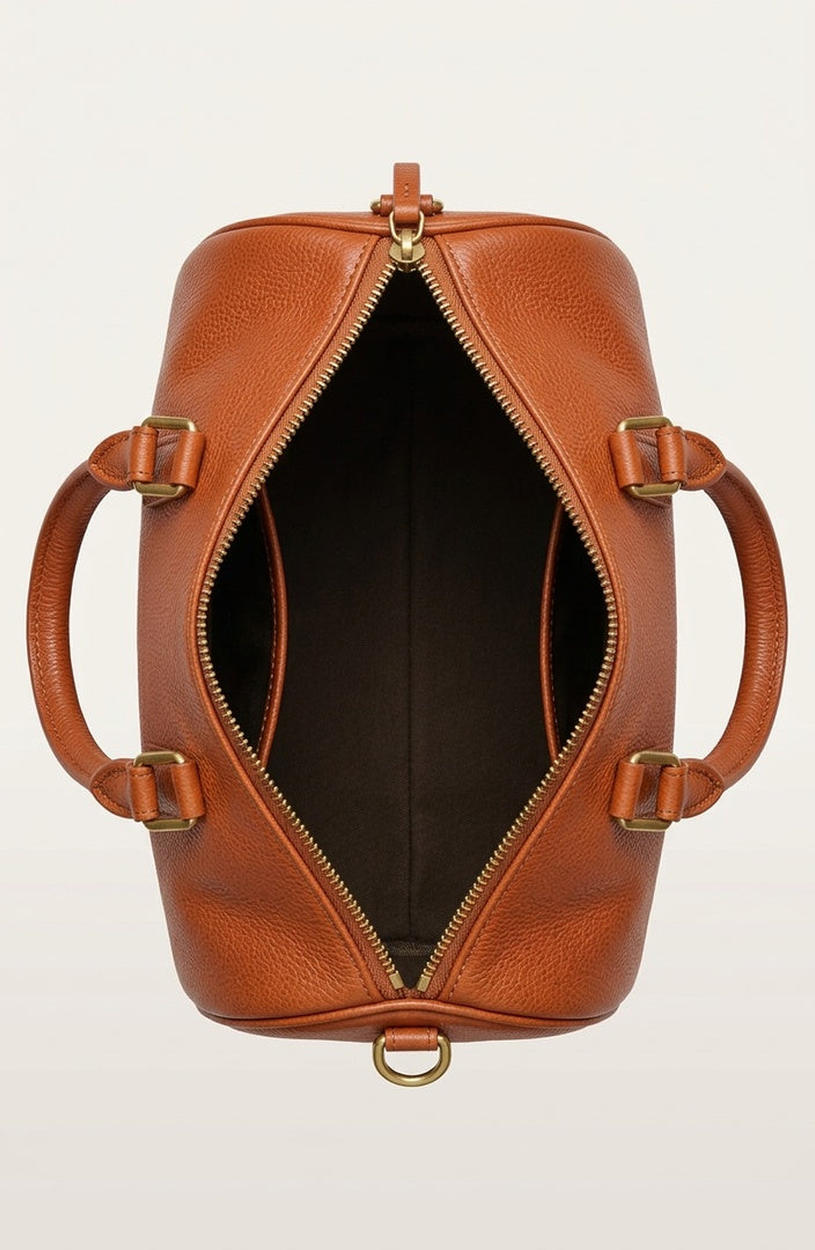 Modenaire Leather Boston Bag with Top Handles, Alternate, color, Cognac Brown
