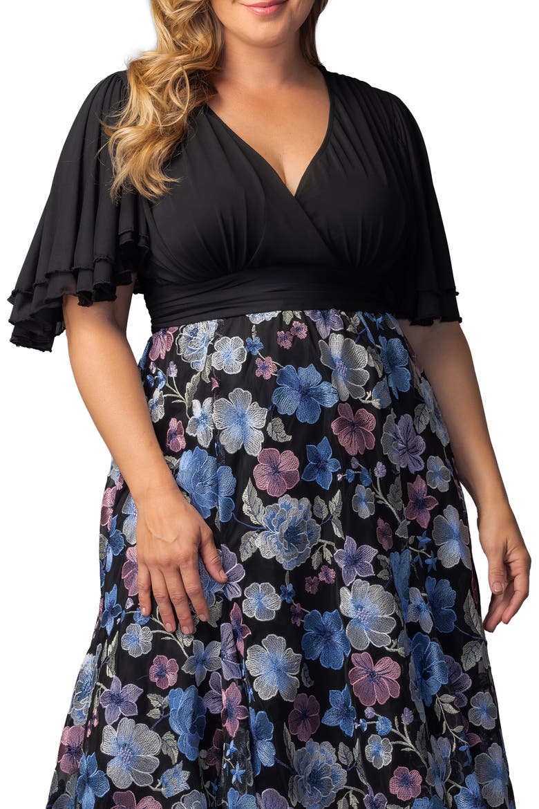 Lillian Embroidered Flutter Sleeve Cocktail Dress, Alternate, color, FLORAL FROLIC