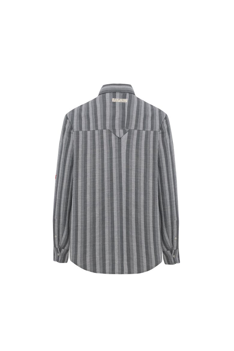 Linen & Cotton Blend Checked Woven Shirt, Alternate, color, grey