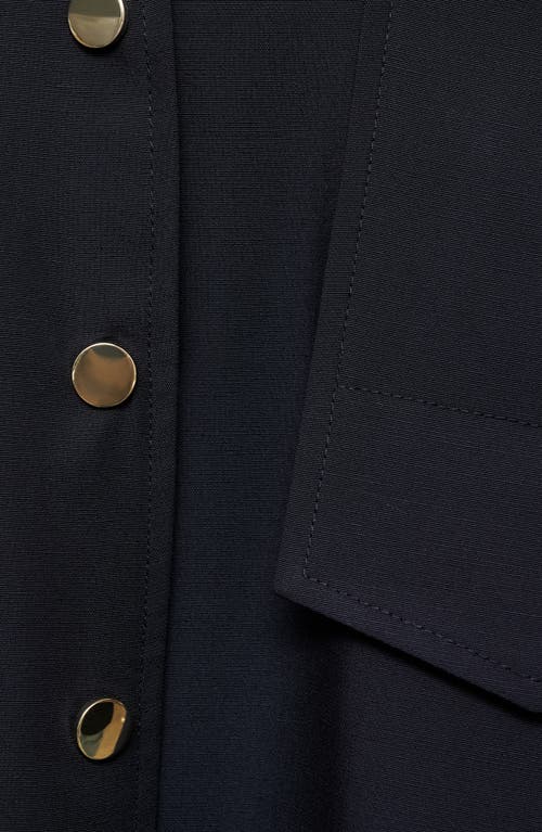 Mango Lyocell Blend Crop Jacket In Dark Navy