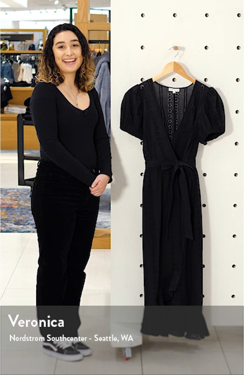 Puff Sleeve Eyelet Wrap Dress, sales video thumbnail
