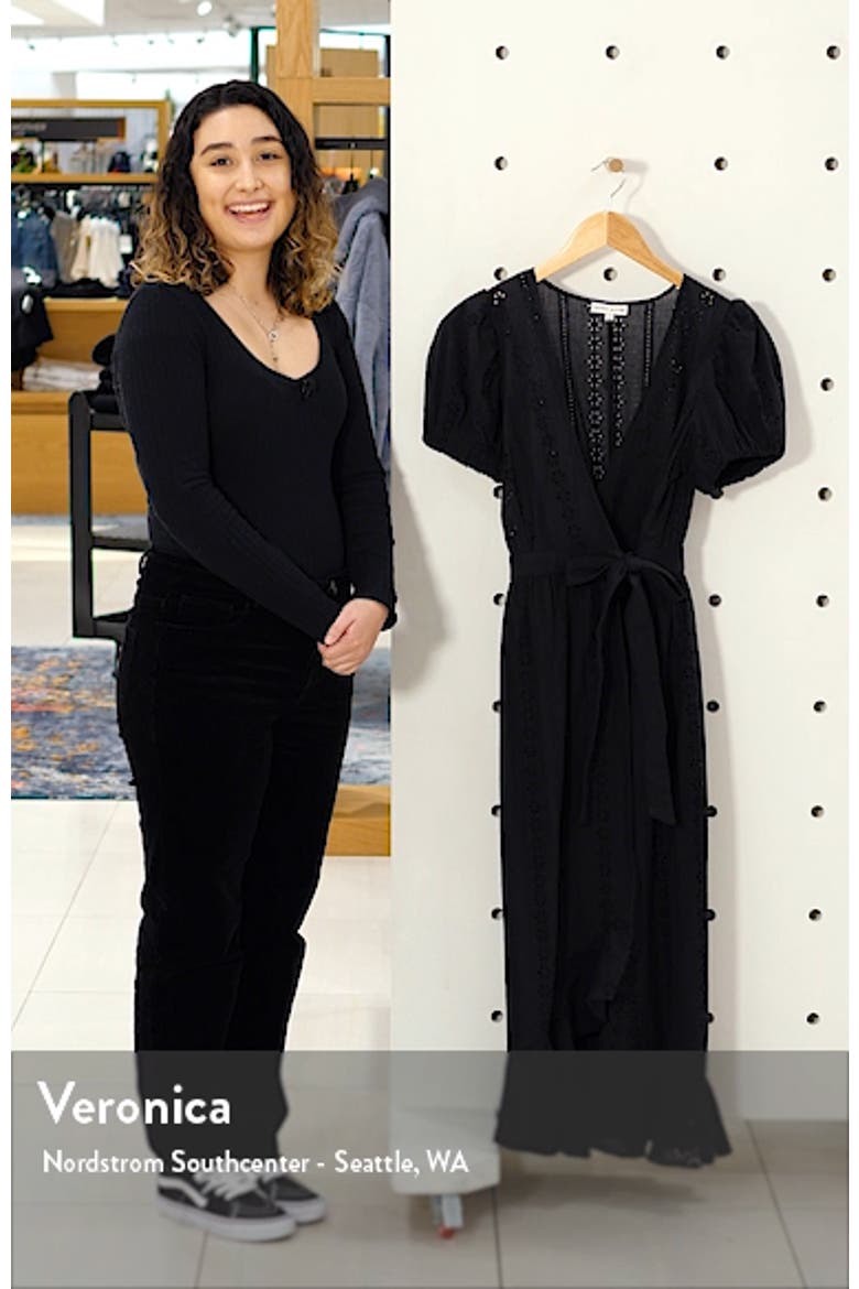 Puff Sleeve Eyelet Wrap Dress video