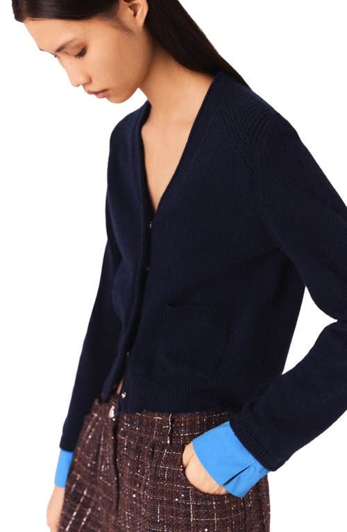 Maje Cardigan With Removable Details In Blue