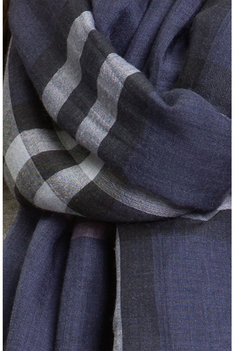 Giant Check Print Wool & Silk Scarf, Alternate, color, DARK HEATHER CHECK