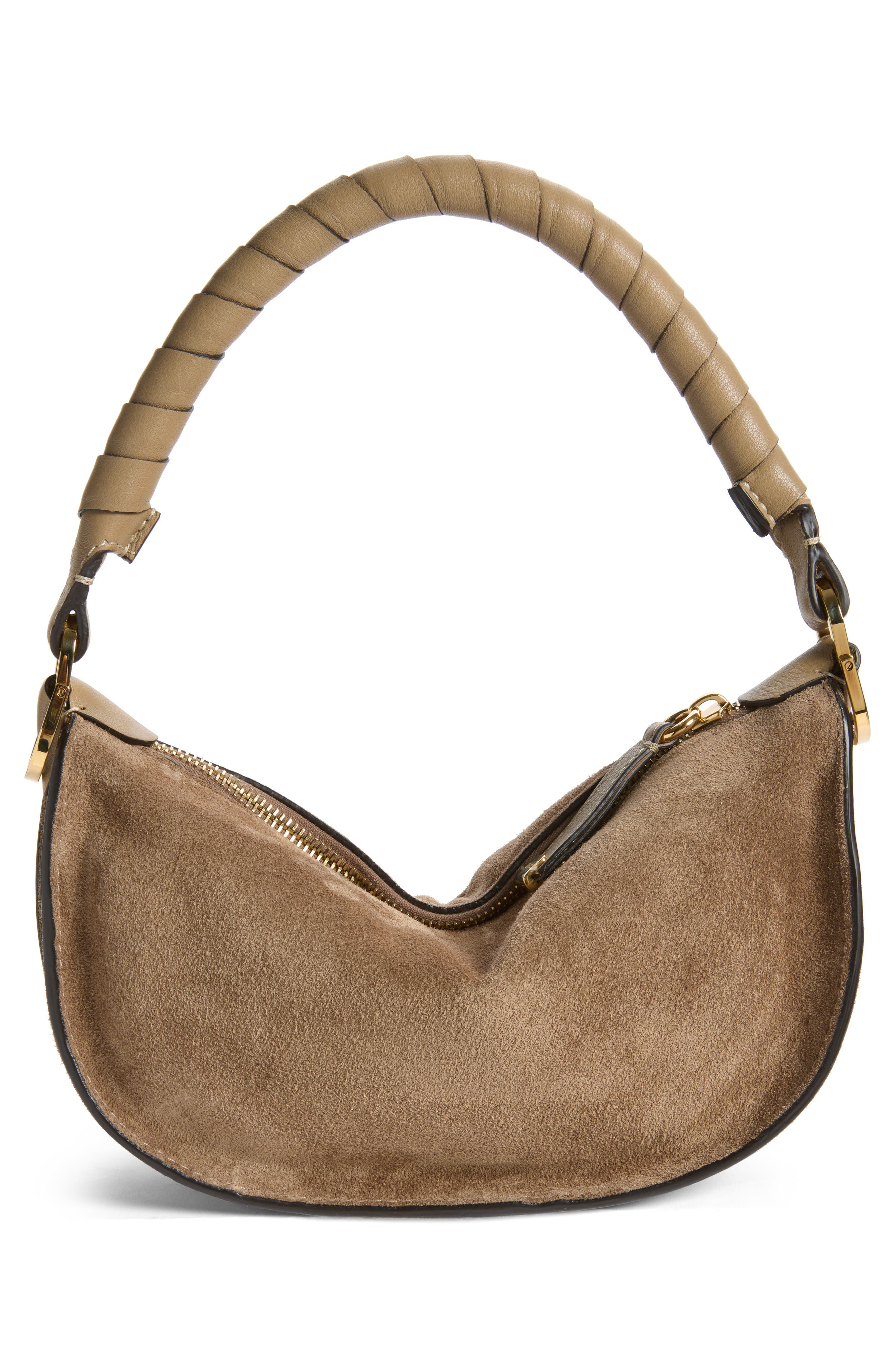 Mini Marcie Suede Camera Shoulder Bag, Alternate, color, BOYISH BROWN