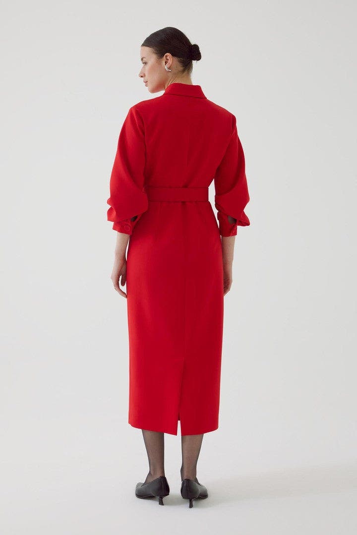 Exquise Adler Lantern Sleeve Midi Shirt Dress (Women) | Nordstrom