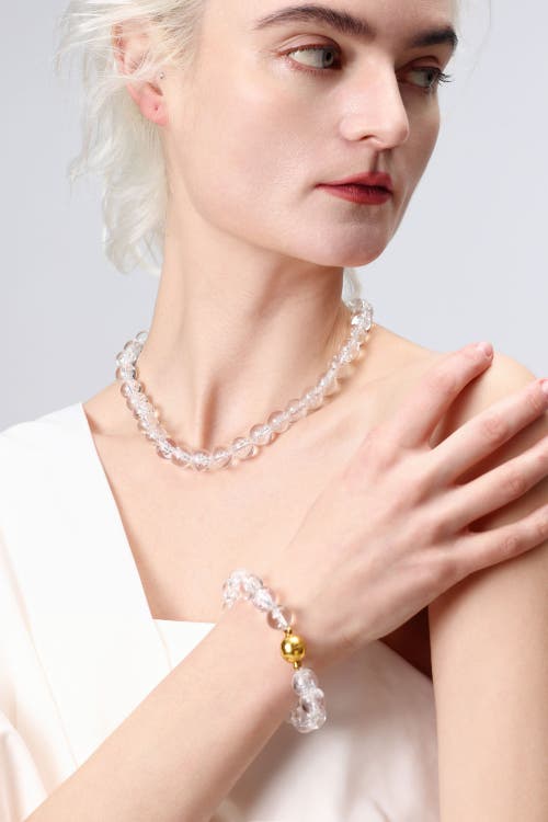 Classicharms Frostnova Azeztulite Clear Phantom Crystal Sphere Bracelet-12mm In White