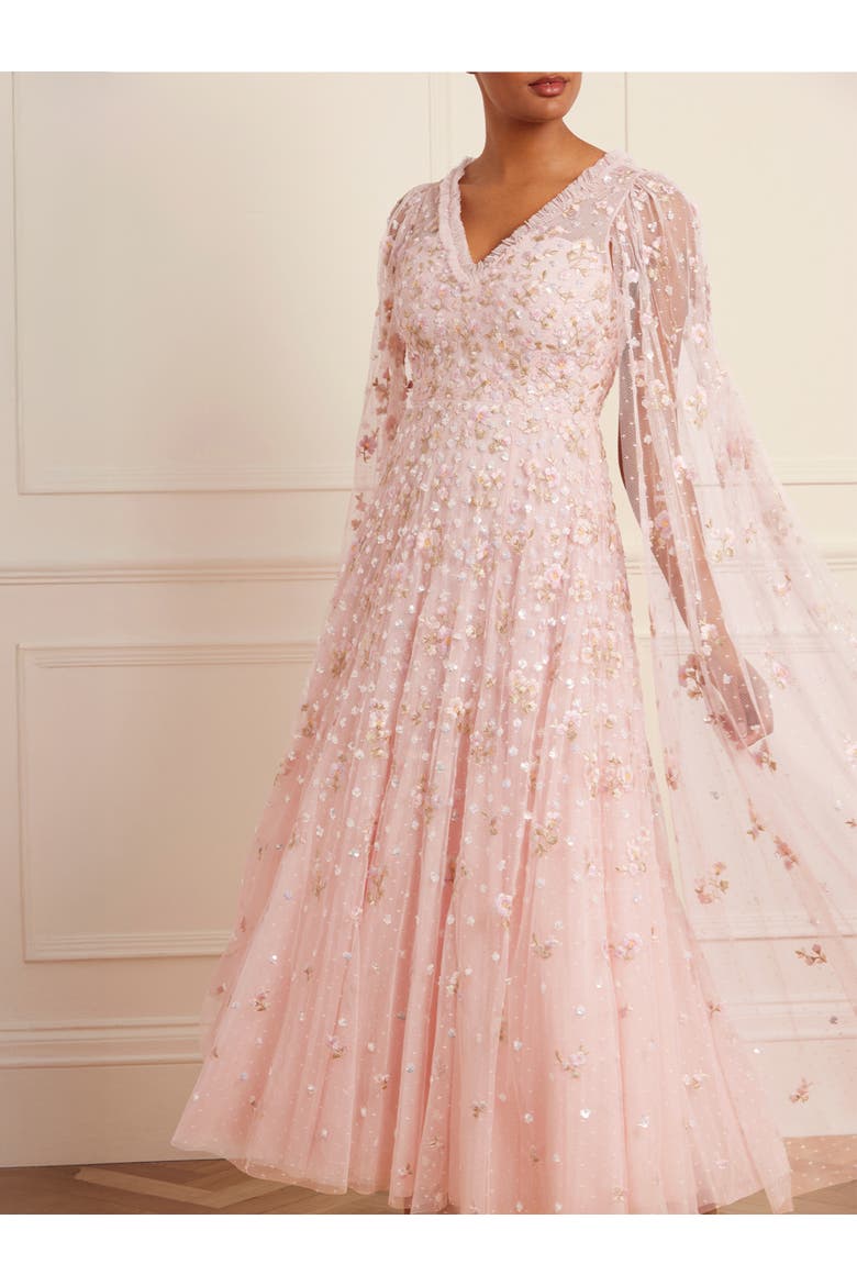 Dahlia Ditsy Ankle Gown, Alternate, color, Dusk Pink