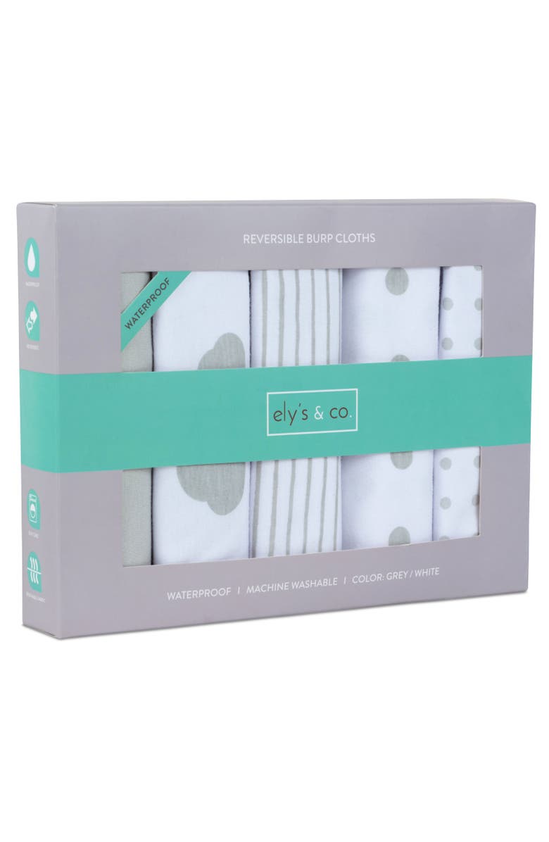 Ely's & Co. Waterproof Reversible Baby Burp Cloths 5 Piece Set, Alternate, color, Grey Combo
