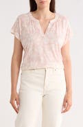 Lucky Brand Sandwash Notch Neck Floral Top