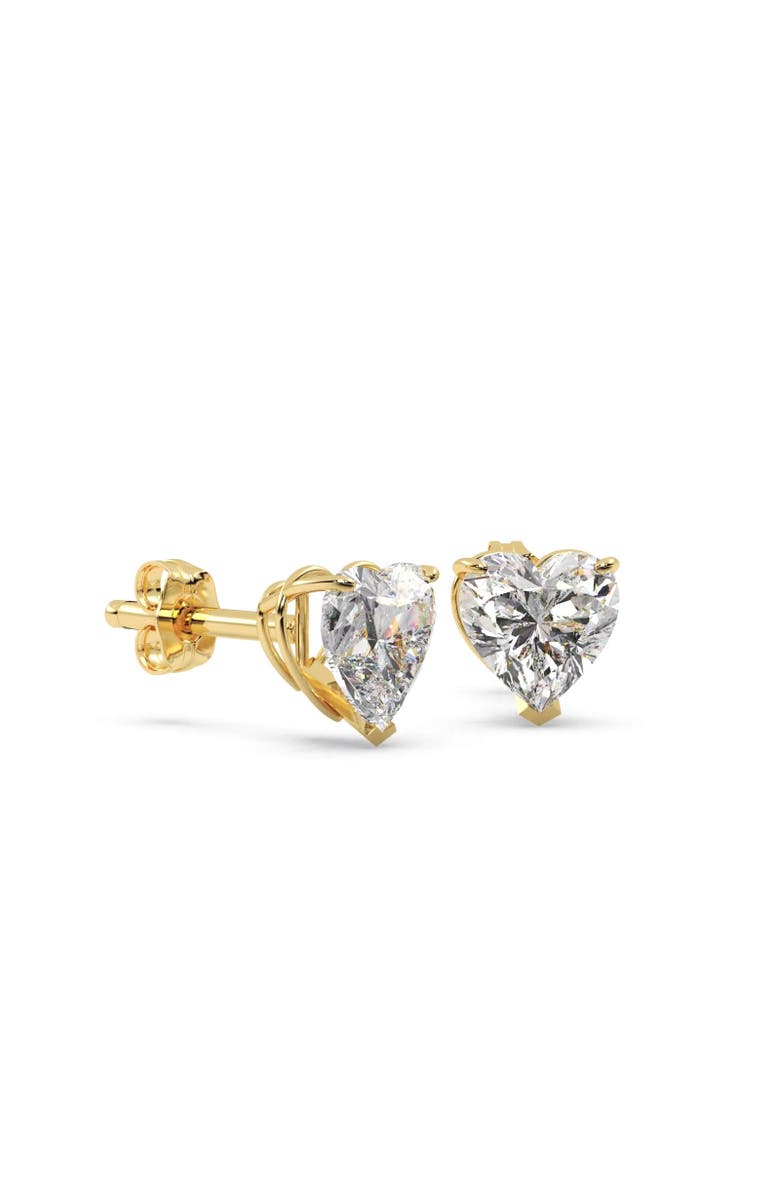 ALLUREZ Heart-Cut Lab Diamond Stud Earrings 14k 1.0ct, Alternate, color, Yellow Gold