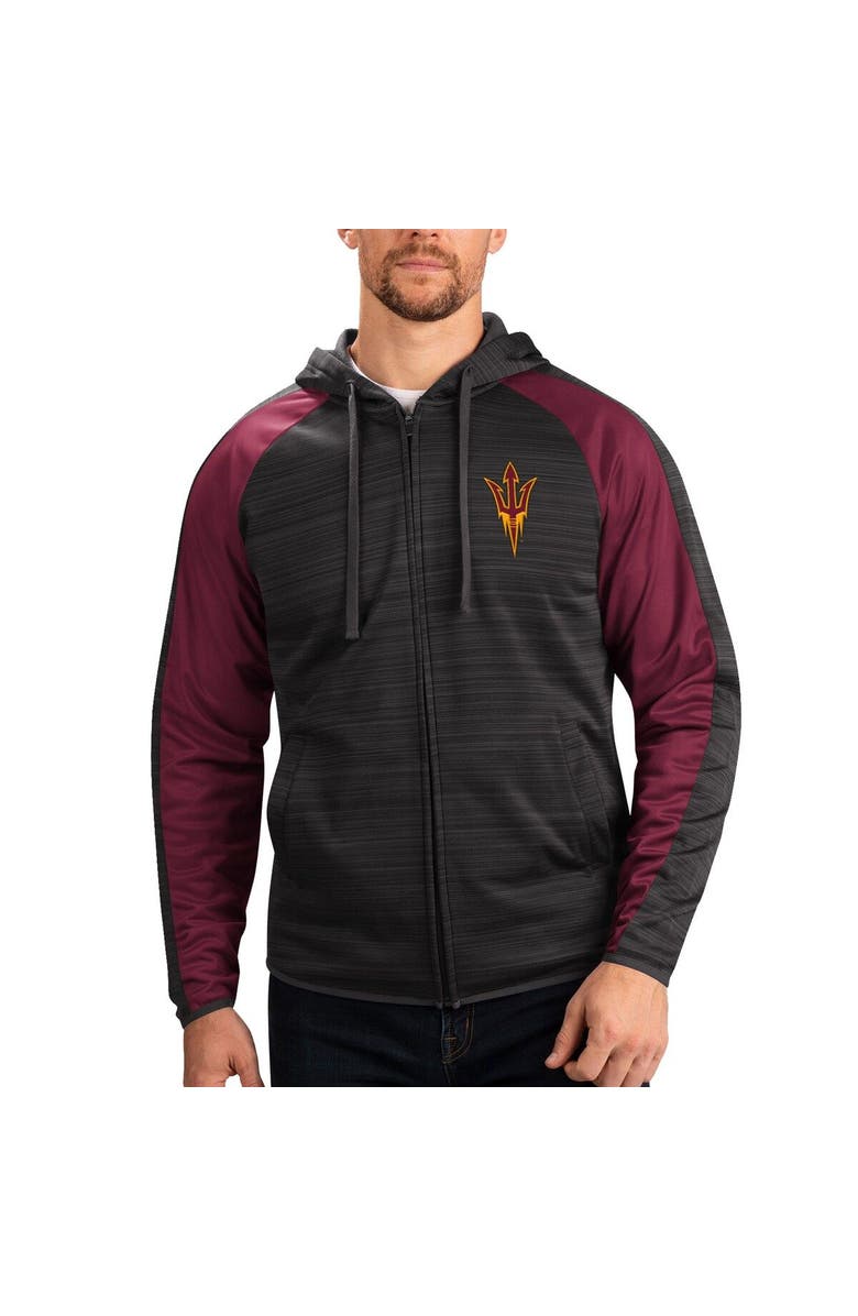 G-III SPORTS BY CARL BANKS Men's G-III Sports by Carl Banks Black Arizona State Sun Devils Neutral Zone Raglan Full-Zip Track Jacket Hoodie, Main, color, Black