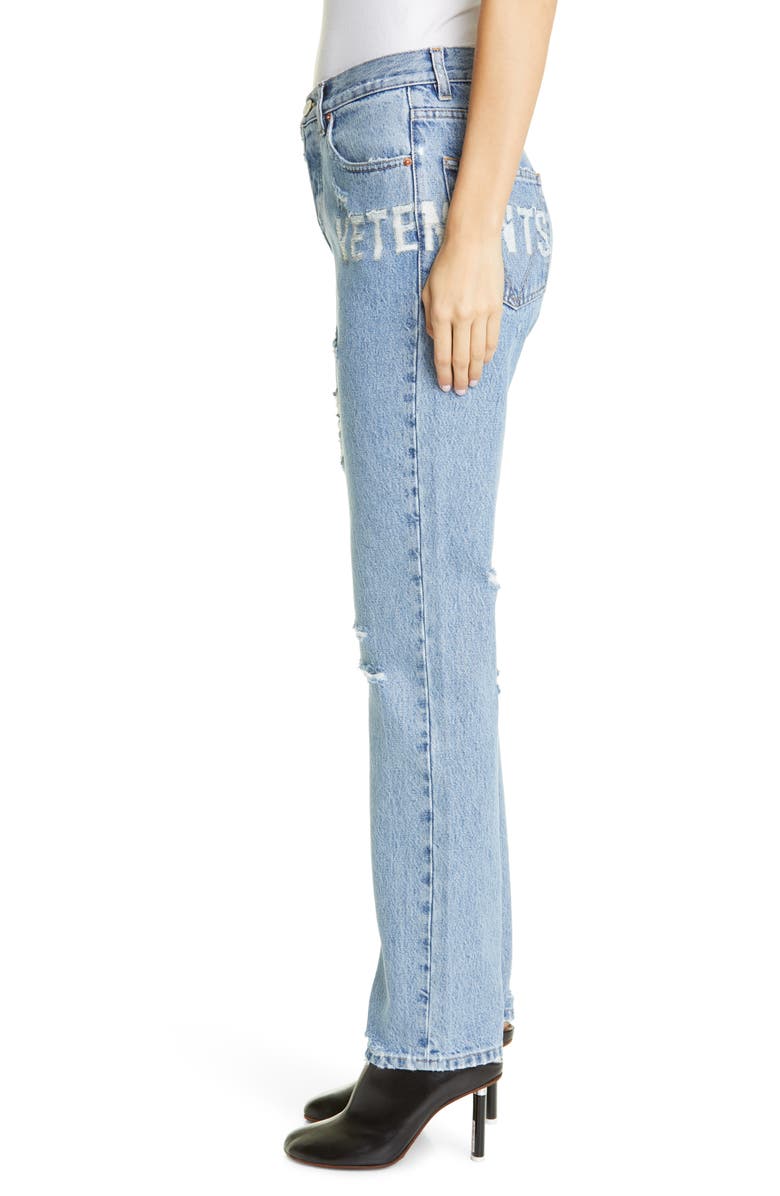 VETEMENTS Anarchy Ripped High Waist Slim Jeans, Alternate, color, 