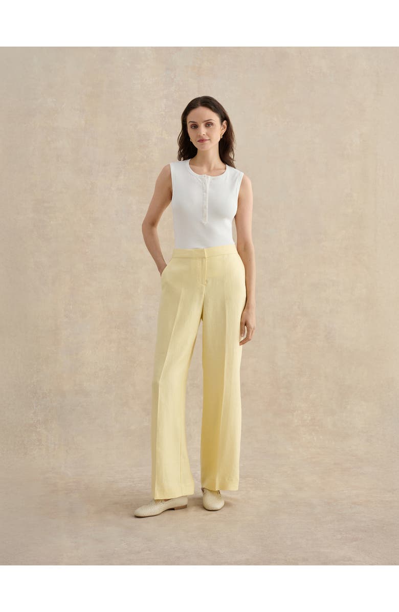 HOBBS LONDON Adalee High-Waist Linen Trousers, Alternate, color, Soft Yellow