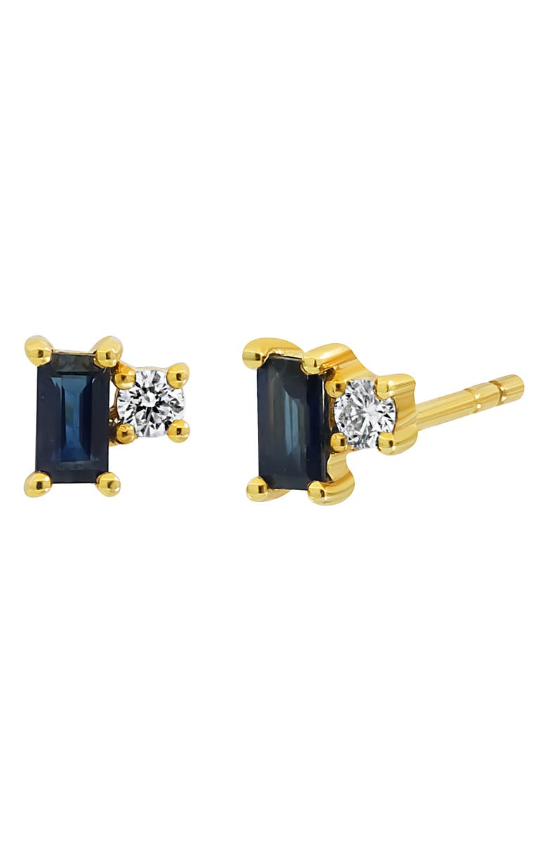 Bony Levy El Mar Baguette Diamond Stud Earrings - 0.07ct., Main, color, 18K Yellow Gold/Sapphire