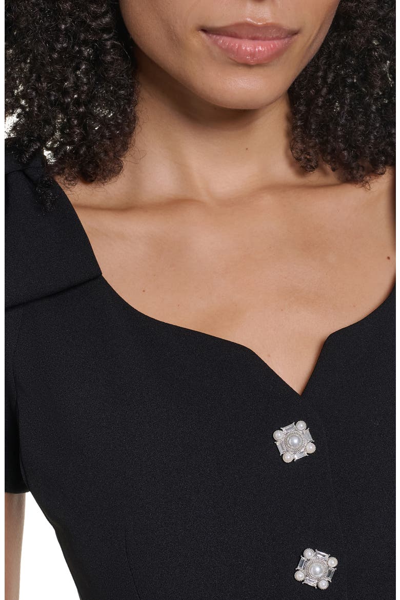Scuba Crepe Fit & Flare Dress, Alternate, color, BLACK