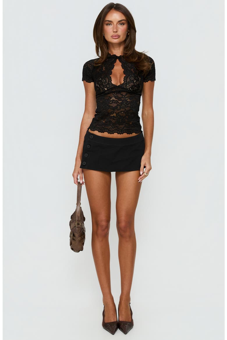 Quinbie Lace Short Sleeve Top, Alternate, color, BLACK