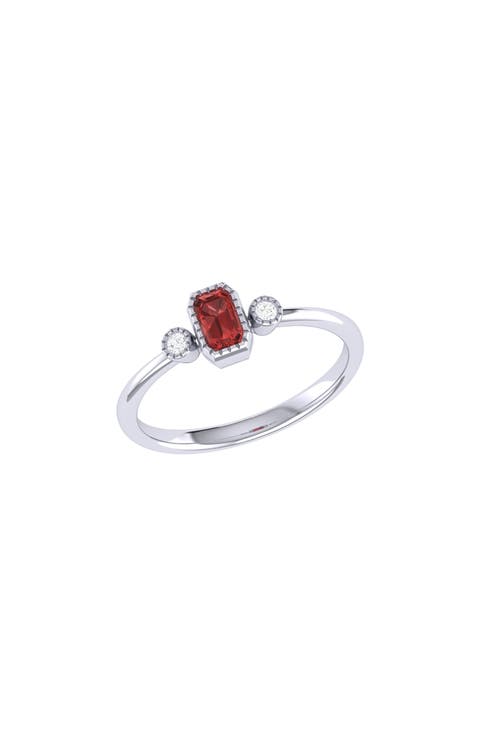 La Vie Emerald Cut Garnet & Diamond Accent Ring