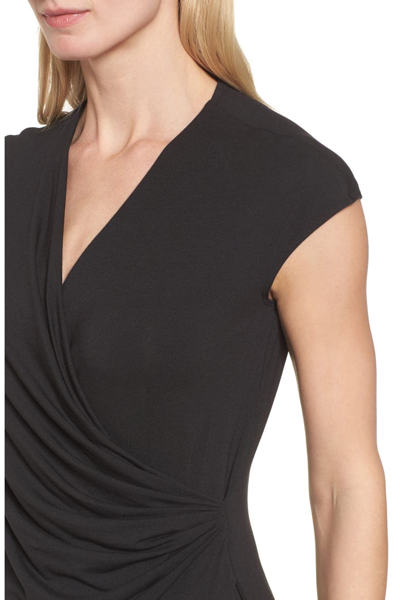 Tambour Side Gathered Jersey Dress, Alternate, color, BLACK