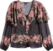 Lipsy Floral Print Ruffle Top