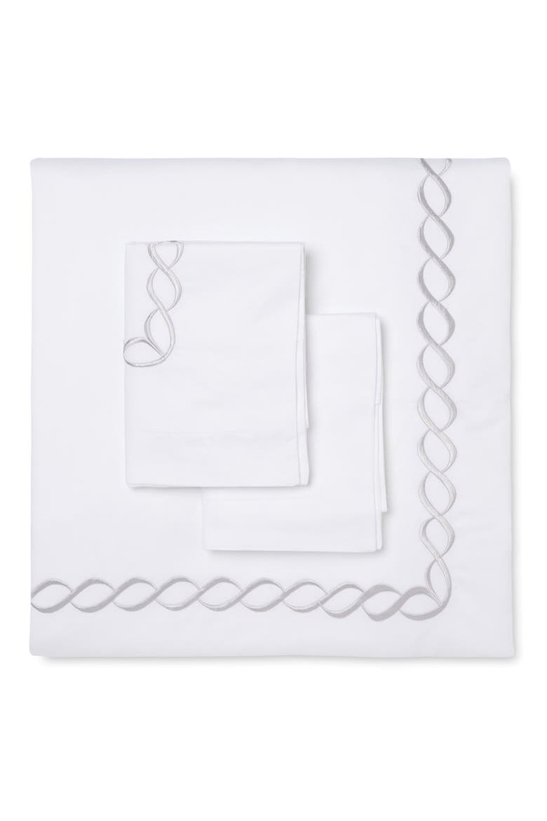 Rope Embroidered 600 Thread Count Cotton 2-Piece Duvet Set, Main, color, GREY