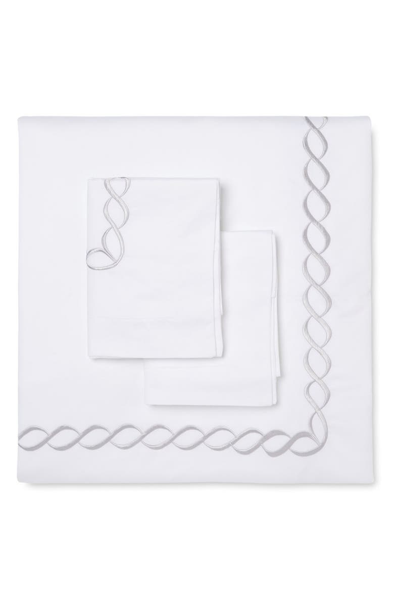 MELANGE HOME Rope Embroidered 600 Thread Count Cotton 2-Piece Duvet Set, Main, color, Grey