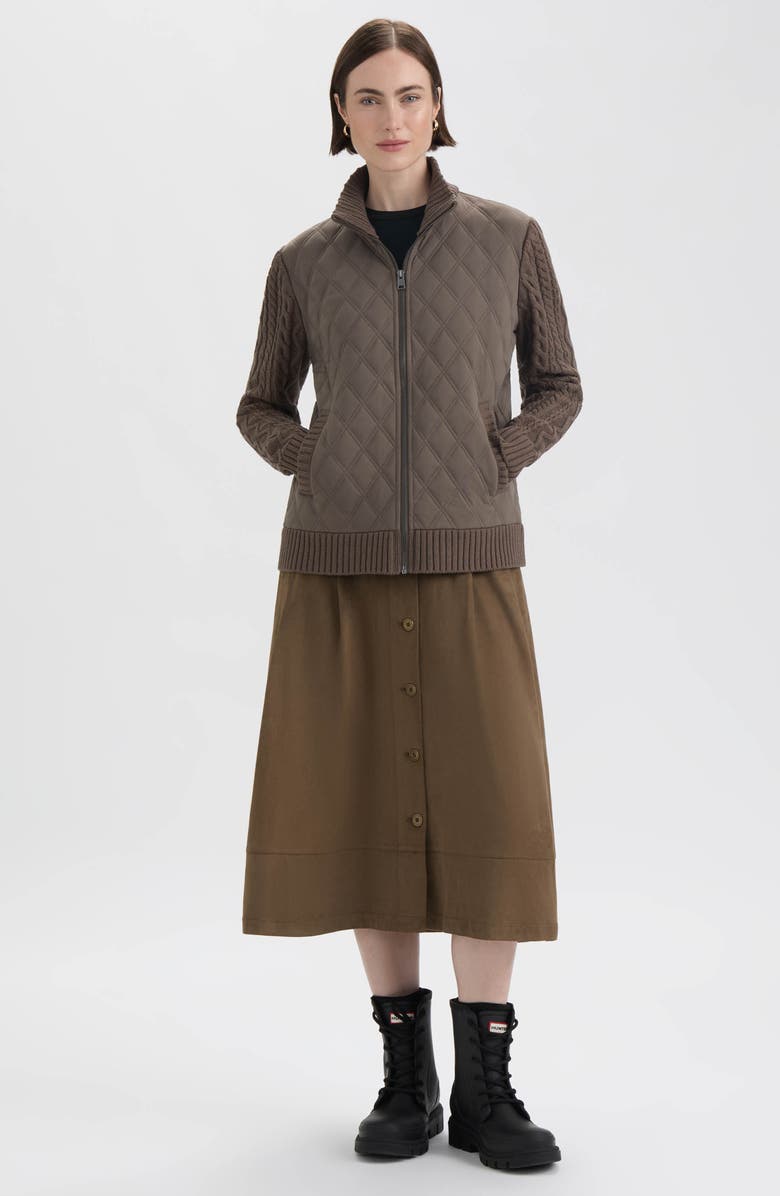 Hunter Cable Knit Sleeve Quilted Bomber Jacket, Alternate, color, Hunter Green