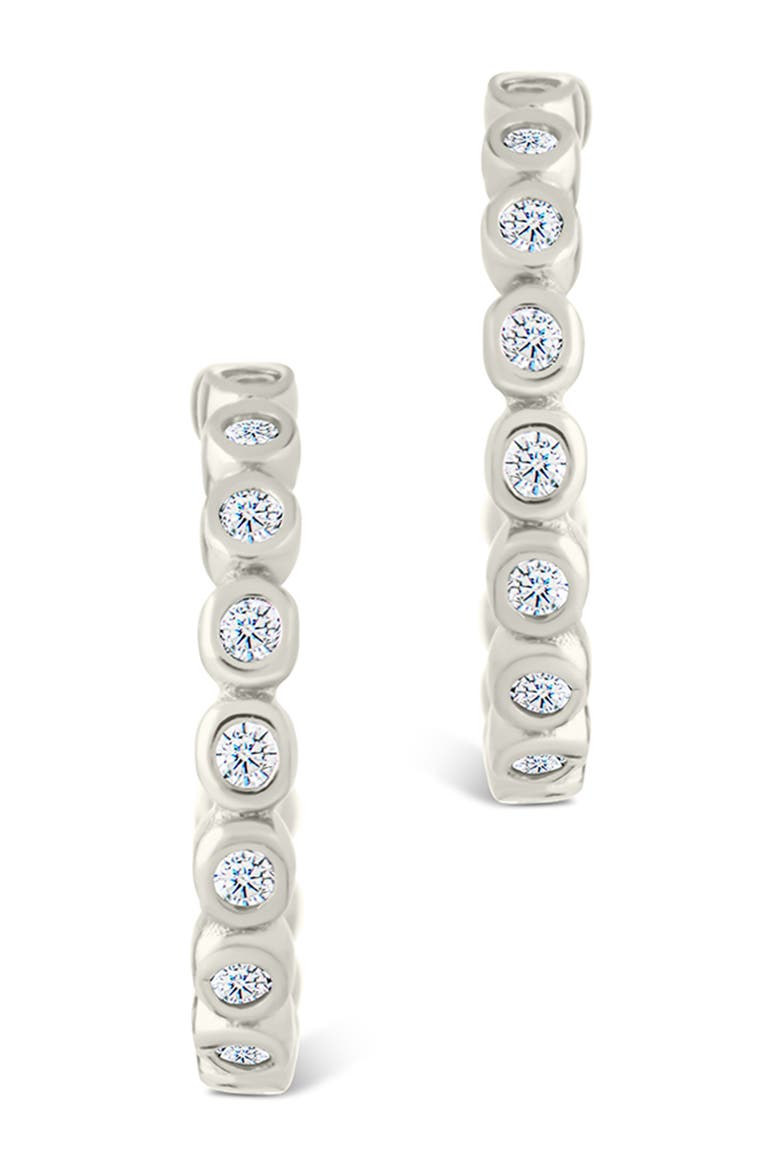 Bezel Hoop Earrings, Alternate, color, SILVER