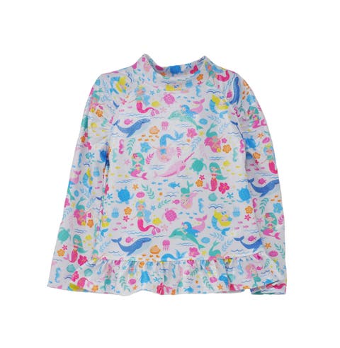 Sustainably Made UPF 50+ Girls' Ruffle Rash Guard Swim Top
