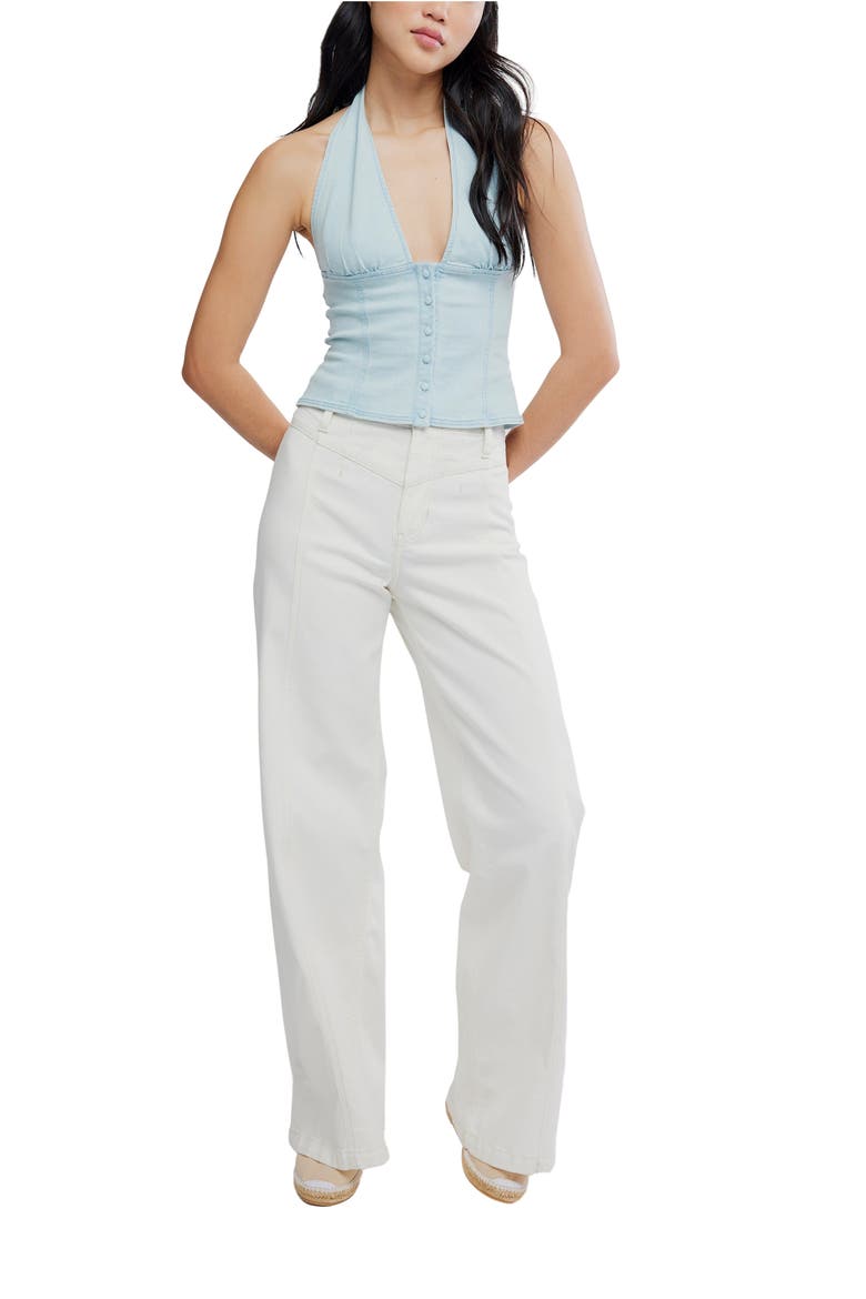 Ramona Denim Halter Top, Alternate, color, LIGHT SKY