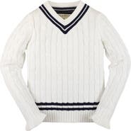 Hope & Henry Girls' Ruffle Cuff Cricket Sweater, Kids
