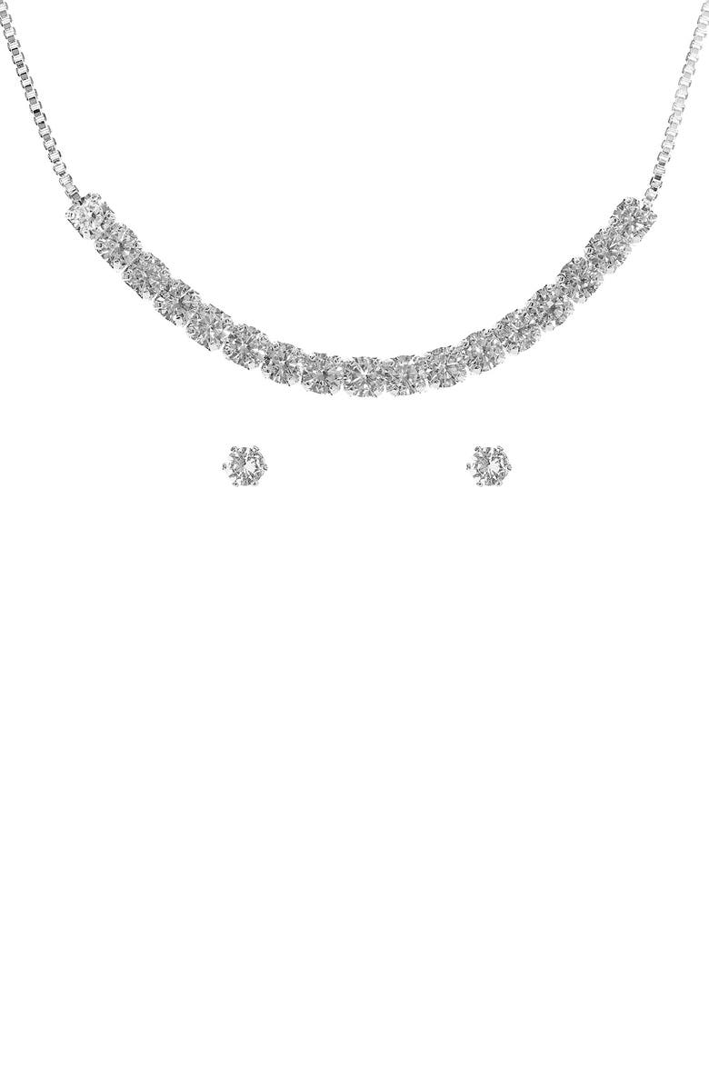 Danecraft CZ Tennis Necklace & Earrings Set, Alternate, color, Metallic Gold
