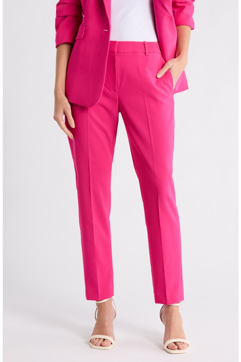 Pleated Straight Leg Pants, Main, color, HOT PINK