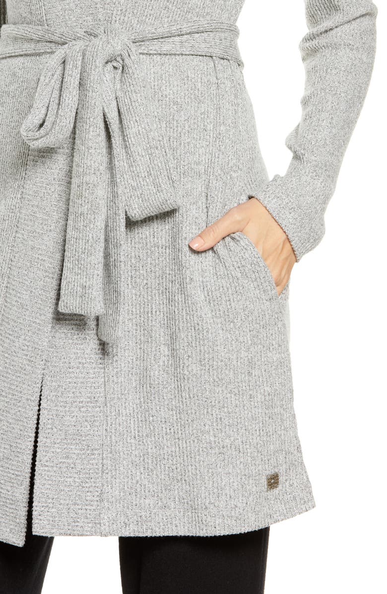 Natori Ulla Brushed Rib Wrap Cardigan, Alternate, color, Heg