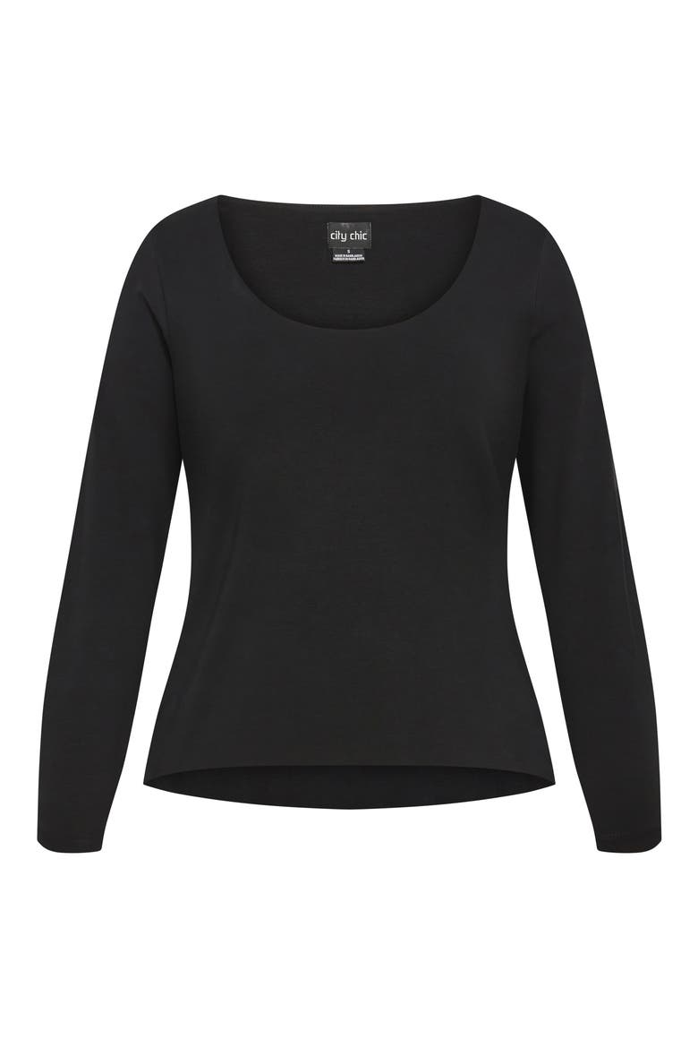 Liz Scoop Neck Jersey Top, Alternate, color, BLACK