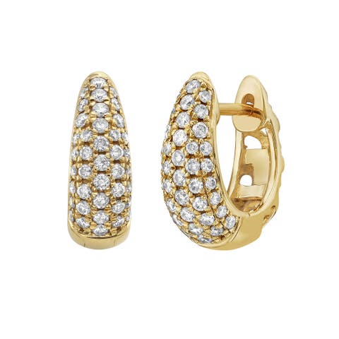 18K Gold Diamond Chunky Pavé Domed Earrings