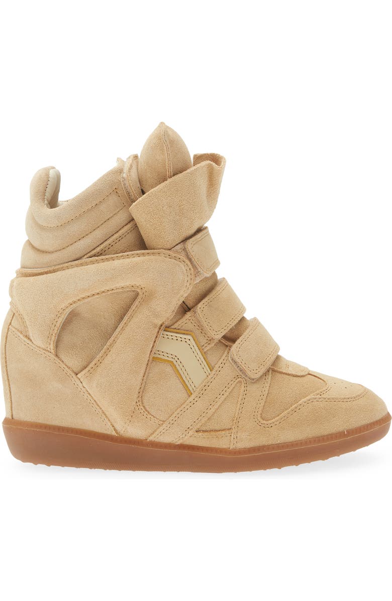 Isabel Marant Bekett Wedge High Top Sneaker, Alternate, color, Begw Beige/ Golden Yellow