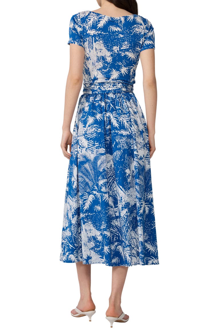 Elena Short Sleeve Mixed Media Wrap Dress, Alternate, color, PAYSAGE BIG CORFU