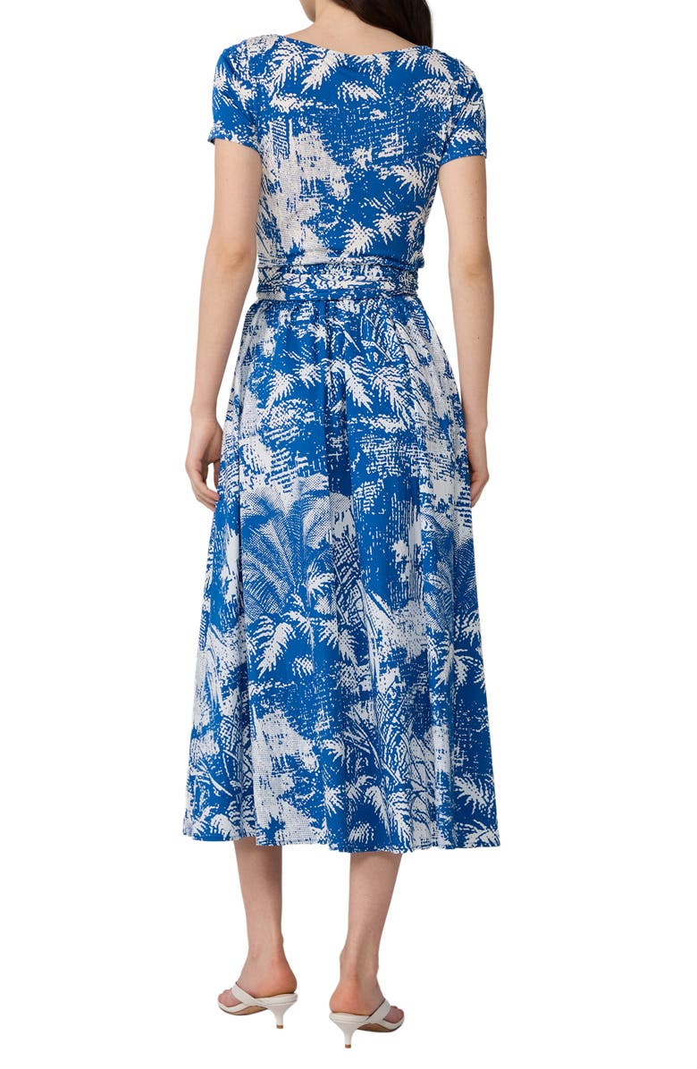 Diane von Furstenberg Elena Short Sleeve Mixed Media Wrap Dress, Alternate, color, Paysage Big Corfu