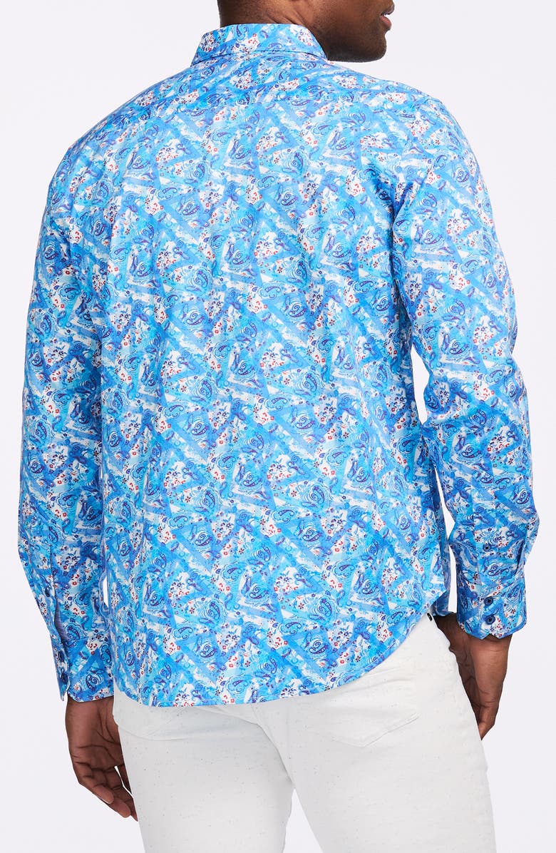 Robert Graham Marston Cotton Button-Up Shirt, Alternate, color, Blue