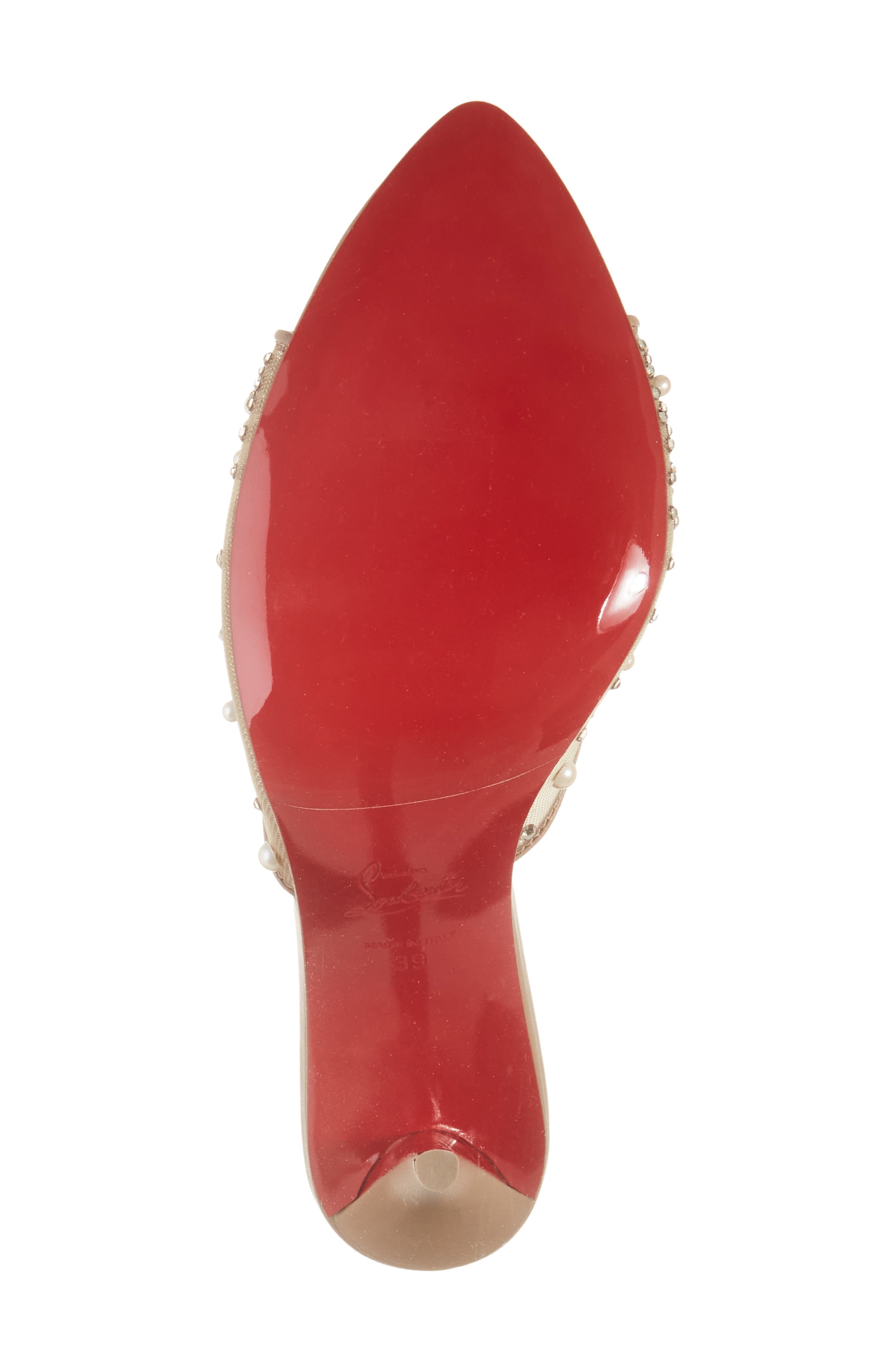 Christian Louboutin Miss Z Crystal Embellished Mesh Pointed Toe Sandal, Alternate, color, Blush/ Blush