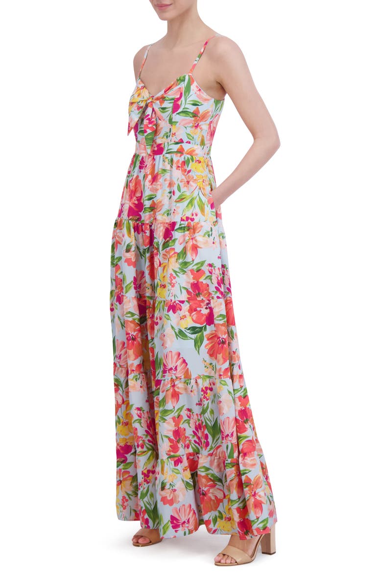 Eliza J Floral Bow Front Tiered Maxi Sundress, Alternate, color,