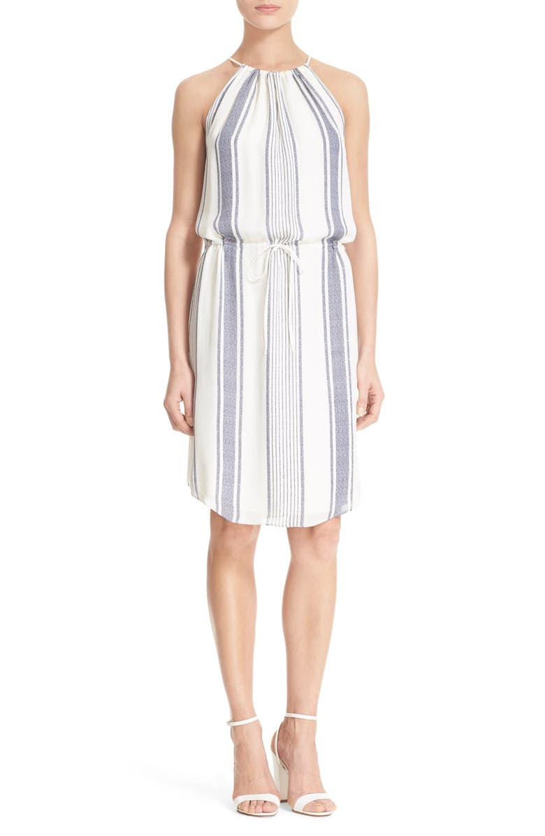 Joie 'Sief' Stripe Silk Dress, Main, color, Porcelain/ Dark Navy