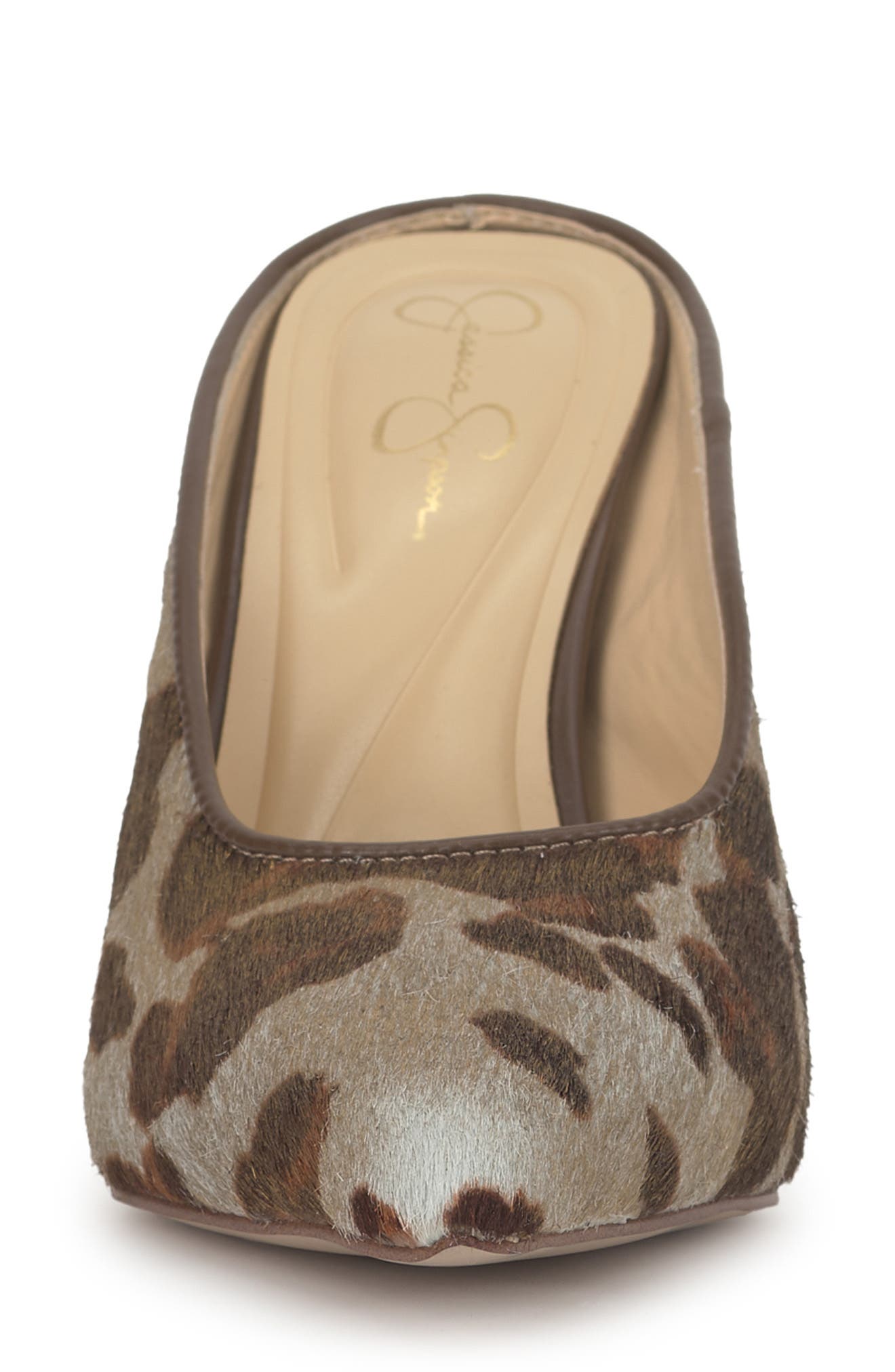 Jessica Simpson Wilix Genuine Calf Hair Pointed Toe Mule, Alternate, color, Beige/ Gold
