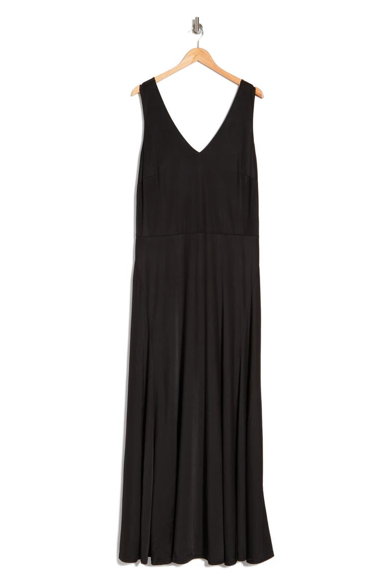 Geneva Sleeveless Slinky Maxi Dress, Alternate, color, BLACK